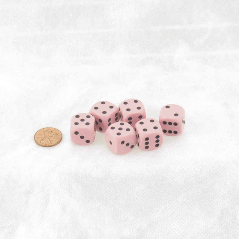 WCX25664E6 Pink Pastel Dice with Black Pips D6 16mm (5/8in) Pack of 6 (ONLINE ORDER ONLY)
