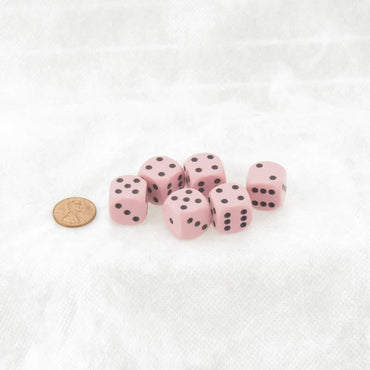 WCX25664E6 Pink Pastel Dice with Black Pips D6 16mm (5/8in) Pack of 6 (ONLINE ORDER ONLY)