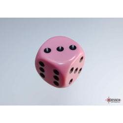 WCX25664E6 Pink Pastel Dice with Black Pips D6 16mm (5/8in) Pack of 6 (ONLINE ORDER ONLY)