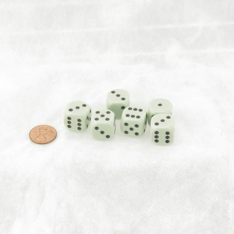 WCX25665E6 Green Pastel Dice with Black Pips D6 16mm (5/8in) Pack of 6 (ONLINE ORDER ONLY)