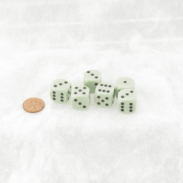 WCX25665E6 Green Pastel Dice with Black Pips D6 16mm (5/8in) Pack of 6 (ONLINE ORDER ONLY)
