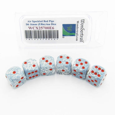 WCX25700E6 Air Speckled Dice Red Pips D6 16mm Pack of 6 (ONLINE ORDER ONLY)