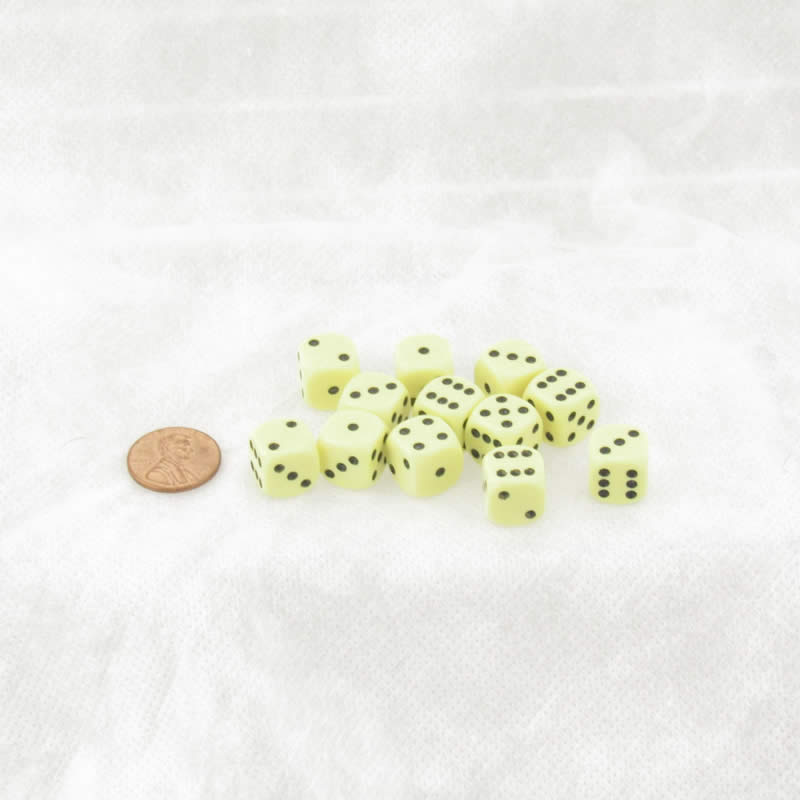 WCX25862E12 Yellow Pastel Dice with Black Pips D6 12mm (1/2in) Pack of 12 (ONLINE ORDER ONLY)