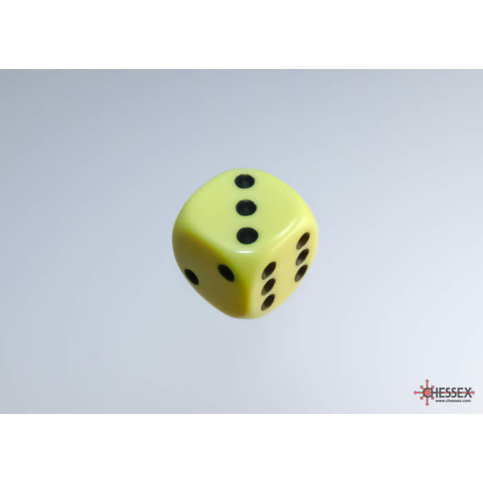 WCX25862E12 Yellow Pastel Dice with Black Pips D6 12mm (1/2in) Pack of 12 (ONLINE ORDER ONLY)