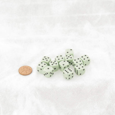 WCX25865E12 Green Pastel Dice with Black Pips D6 12mm (1/2in) Pack of 12 (ONLINE ORDER ONLY)