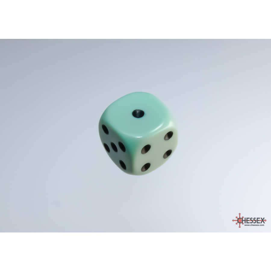 WCX25865E12 Green Pastel Dice with Black Pips D6 12mm (1/2in) Pack of 12 (ONLINE ORDER ONLY)