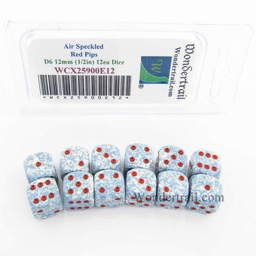 WCX25900E12 Air Speckled Dice Red Pips D6 12mm Pack of 12 (ONLINE ORDER ONLY)