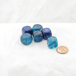 WCX26663E6 Blue and Blue Gemini Luminary Dice Light Blue Pips D6 16mm (5/8in) Pack of 6 (ONLINE ORDER ONLY)