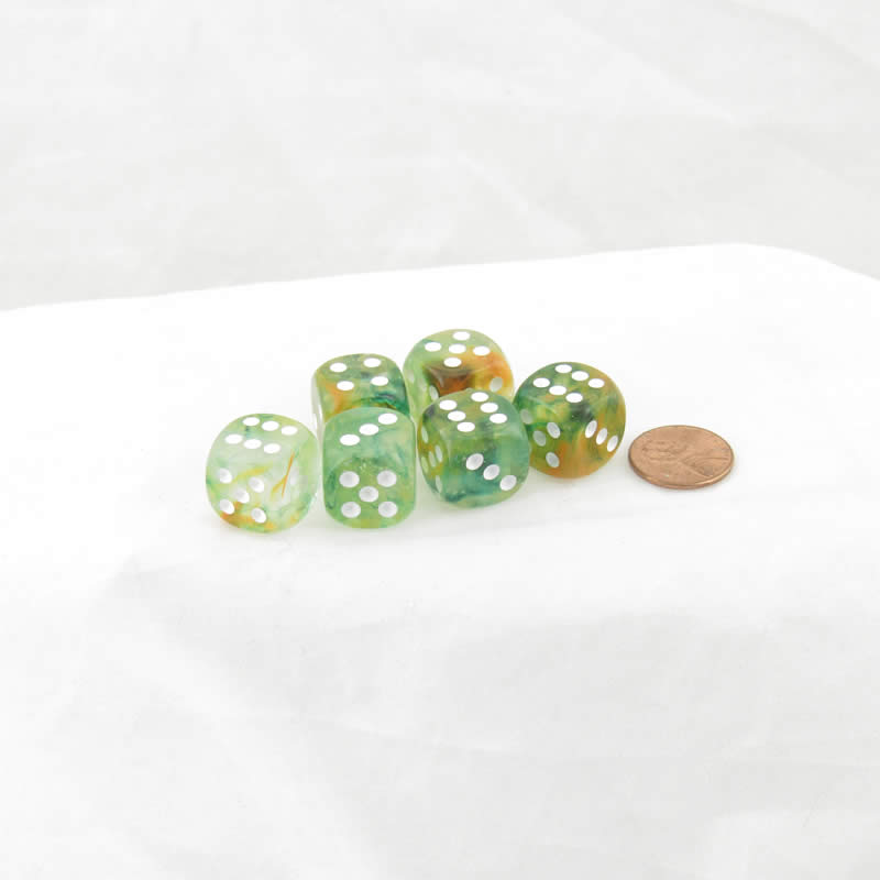 WCX27755E6 Spring Nebula Luminary Dice White Pips D6 16mm (5/8in) Pack of 6 (ONLINE ORDER ONLY)