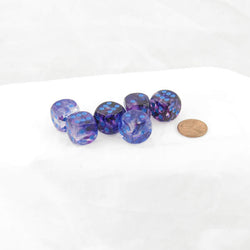 WCX27757E6 Nocturnal Nebula Luminary Dice Blue Pips D6 16mm (5/8in) Pack of 6 (ONLINE ORDER ONLY)
