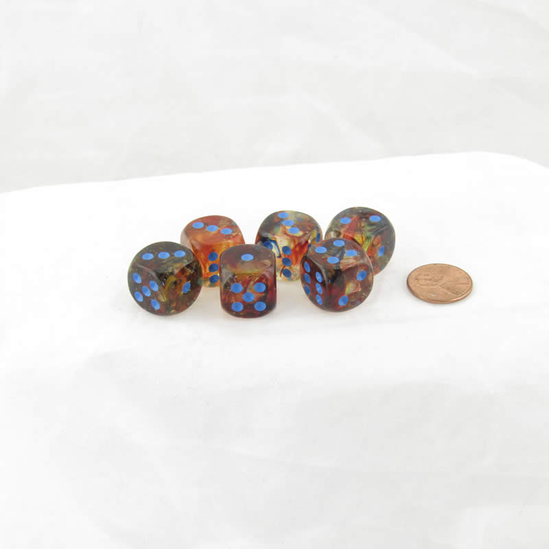 WCX27759E6 Primary Nebula Luminary Dice Blue Pips D6 16mm (5/8in) Pack of 6 (ONLINE ORDER ONLY)