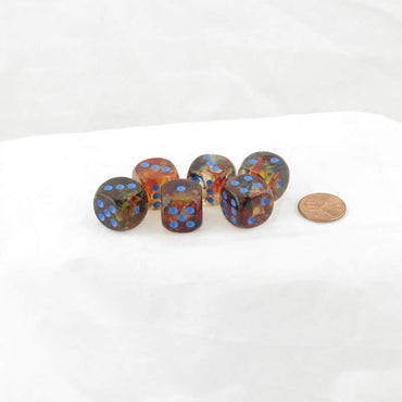 WCX27759E6 Primary Nebula Luminary Dice Blue Pips D6 16mm (5/8in) Pack of 6 (ONLINE ORDER ONLY)
