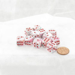WCX27939E12 Pop Art Festive Dice with Red Pips 12mm (1/2in) D6 Set of 12 (ONLINE ORDER ONLY)