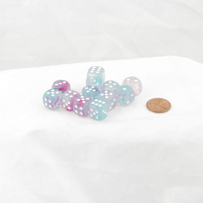 WCX27945E12 Wisteria Nebula Luminary Dice White Pips 12mm (1/2in) D6 Set of 12 (ONLINE ORDER ONLY)