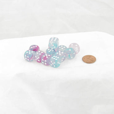 WCX27945E12 Wisteria Nebula Luminary Dice White Pips 12mm (1/2in) D6 Set of 12 (ONLINE ORDER ONLY)