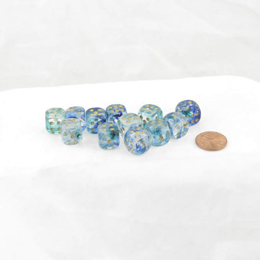WCX27956E12 Oceanic Nebula Luminary Dice Gold Pips 12mm (1/2in) D6 Set of 12 (ONLINE ORDER ONLY)