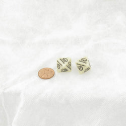 WCXCV0003AE2 Ivory Weather Dice with Black Words 15mm (19/32 inch) D8 Set of 2 (ONLINE ORDER ONLY)