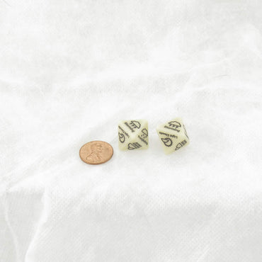 WCXCV0003AE2 Ivory Weather Dice with Black Words 15mm (19/32 inch) D8 Set of 2 (ONLINE ORDER ONLY)