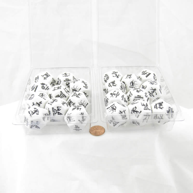 WCXCV0008E20 White Trap Dice with Black Traps 28mm (1.1 inch) D12 Set of 20 (ONLINE ORDER ONLY)