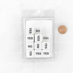 WCXCV0014E20 Yes No White Dice Black Words Squared Corners 16mm D6 Set of 20 (ONLINE ORDER ONLY)