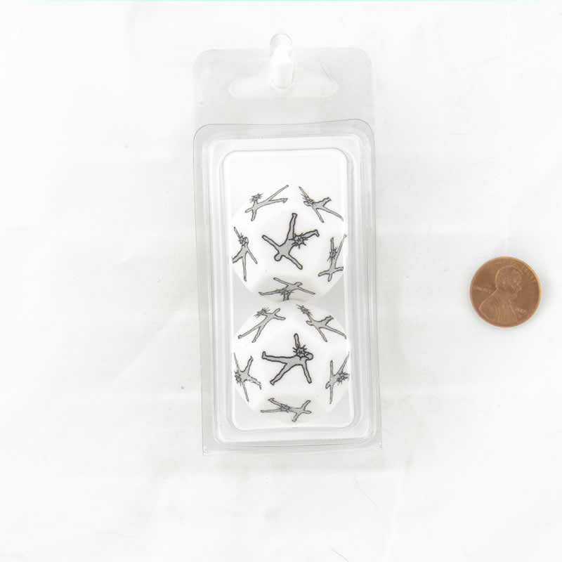 WCXCV0019E2 Hit Location White Dice Black Symbols D12 28mm (1.1 inch) Pack of 2 (ONLINE ORDER ONLY)