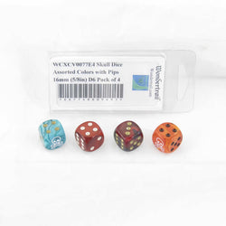 WCXCV0077E4 Skull and Crossbones Dice Assorted Colors with Pips 16mm D6 Pack of 4 (ONLINE ORDER ONLY)