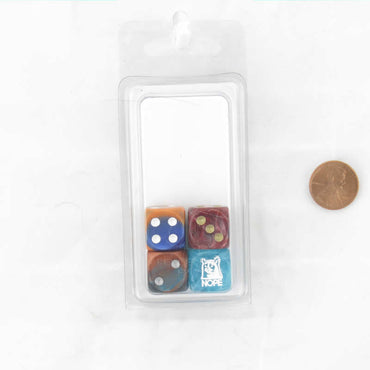 WCXCV0091E4 Nope (grumpy cat) Dice Assorted Colors Pips 16mm (5/8in) D6 Pack of 4 (ONLINE ORDER ONLY)