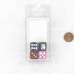 WCXCV0091E4 Nope (grumpy cat) Dice Assorted Colors Pips 16mm (5/8in) D6 Pack of 4 (ONLINE ORDER ONLY)