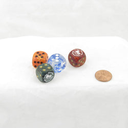 WCXCV0136E4 Dumpster Fire Dice Assorted Colors with Pips 16mm (5/8in) D6 Pack of 4 (ONLINE ORDER ONLY)