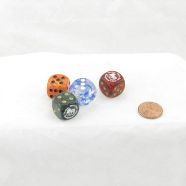 WCXCV0136E4 Dumpster Fire Dice Assorted Colors with Pips 16mm (5/8in) D6 Pack of 4 (ONLINE ORDER ONLY)