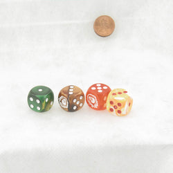 WCXCV0146E4 Flaming Skull Dice Assorted Colors with Pips 16mm (5/8in) D6 Pack of 4 (ONLINE ORDER ONLY)