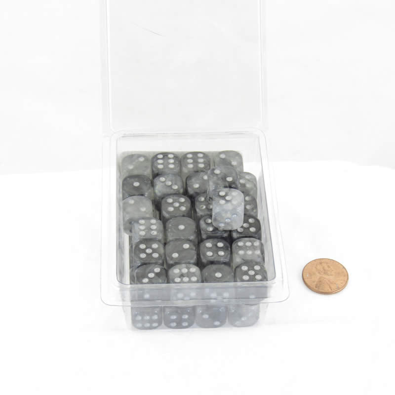 WCXDB1278E50 Light Smoke Borealis Dice Luminary Silver Pips 12mm (1/2in) D6 Set of 50 (ONLINE ORDER ONLY)