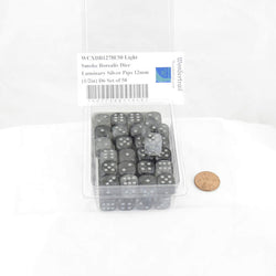 WCXDB1278E50 Light Smoke Borealis Dice Luminary Silver Pips 12mm (1/2in) D6 Set of 50 (ONLINE ORDER ONLY)