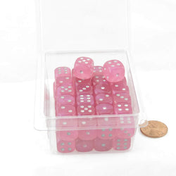 WCXDB1284E50 Pink Borealis Dice Luminary with Silver Pips 12mm (1/2in) D6 Set of 50 (ONLINE ORDER ONLY)