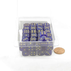 WCXDB1287E50 Royal Purple Borealis Dice Luminary Gold Pips 12mm D6 Set of 50 (ONLINE ORDER ONLY)