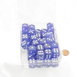 WCXDB1677E50 Purple Borealis Dice Luminary White Pips 16mm D6 Set of 50 (ONLINE ORDER ONLY)