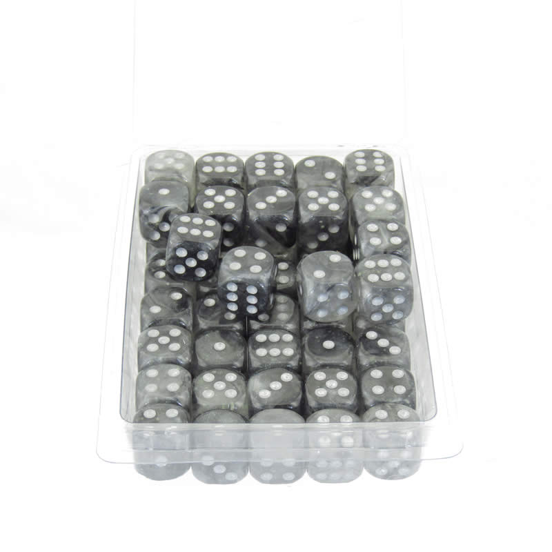 WCXDB1678E50 Light Smoke Borealis Dice Luminary Silver Pips 16mm D6 Set of 50 (ONLINE ORDER ONLY)