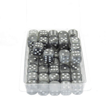 WCXDB1678E50 Light Smoke Borealis Dice Luminary Silver Pips 16mm D6 Set of 50 (ONLINE ORDER ONLY)