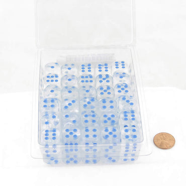 WCXDB1681E50 Icicle Borealis Dice Luminary Light Blue Pips 16mm (5/8 inch) D6 Set of 50 (ONLINE ORDER ONLY)