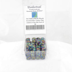 WCXDF1250E50 Mosaic Festive Dice Yellow Pips 12mm (1/2in) D6 Pack of 50 (ONLINE ORDER ONLY)