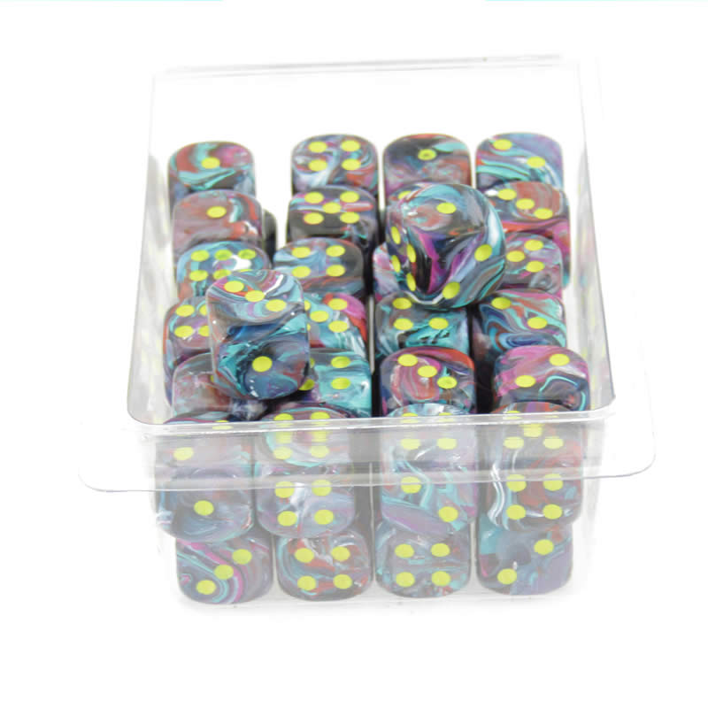 WCXDF1250E50 Mosaic Festive Dice Yellow Pips 12mm (1/2in) D6 Pack of 50 (ONLINE ORDER ONLY)