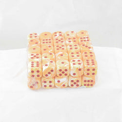 WCXDF1653E50 Sunburst Festive Dice with Red Pips 16mm (5/8in) D6 Pack of 50 (ONLINE ORDER ONLY)