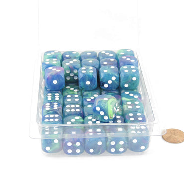WCXDF1666E50 Waterlily Festive Dice with White Pips 16mm (5/8in) D6 Pack of 50 (ONLINE ORDER ONLY)