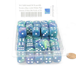 WCXDF1666E50 Waterlily Festive Dice with White Pips 16mm (5/8in) D6 Pack of 50 (ONLINE ORDER ONLY)