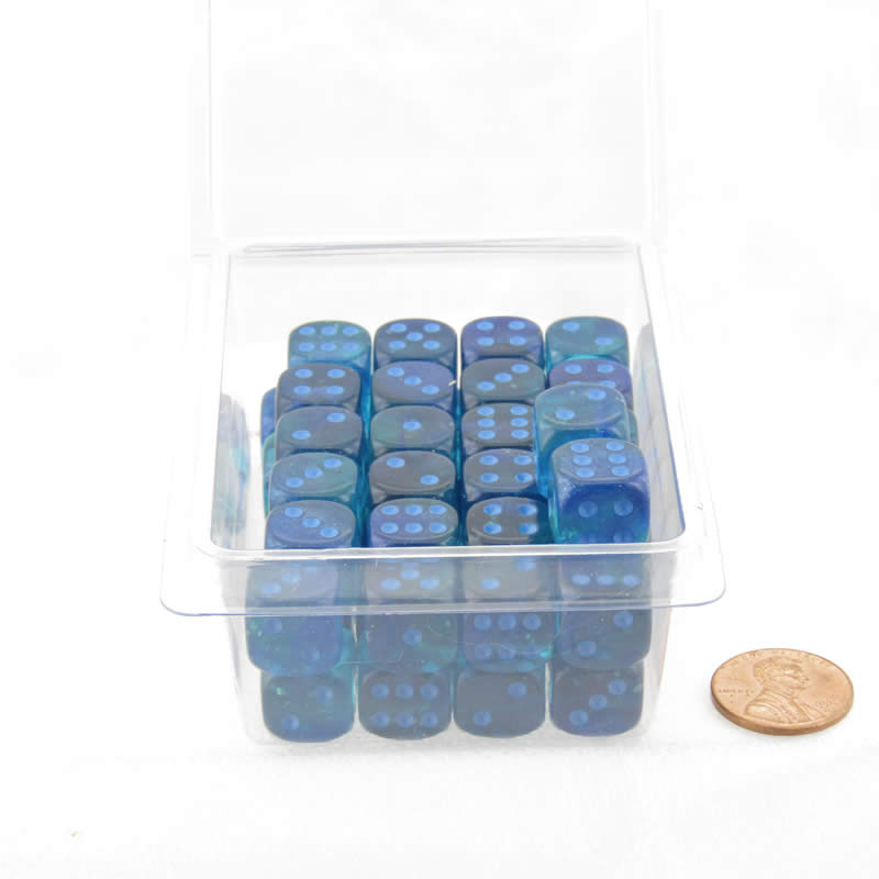 WCXDG1263E50 Blue and Blue Gemini Luminary Dice with Light Blue Pips D6 12mm (1/2in) Pack of 50 (ONLINE ORDER ONLY)