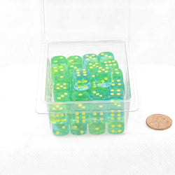 WCXDG1266E50 Green and Teal Translucent Gemini Dice Yellow Pips D6 12mm (1/2in) Pack of 50 (ONLINE ORDER ONLY)