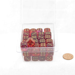 WCXDG1267E50 Red and Violet Translucent Gemini Dice Gold Pips D6 12mm (1/2in) Pack of 50 (ONLINE ORDER ONLY)