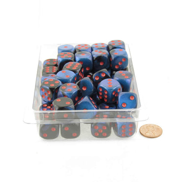 WCXDG1658E50 Black and Starlight Gemini Dice with Red Pips D6 16mm (5/8in) Pack of 50 (ONLINE ORDER ONLY)