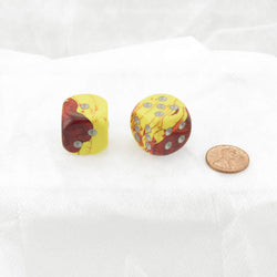 WCXDG2050E2 Red Yellow Gemini Dice Silver Pips 20mm D6 Pack of 2 (ONLINE ORDER ONLY)