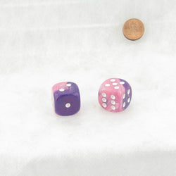WCXDG2055E2  Pink and Purple Gemini Dice with White Pips 20mm (3/4in) D6 Pack of 2 (ONLINE ORDER ONLY)